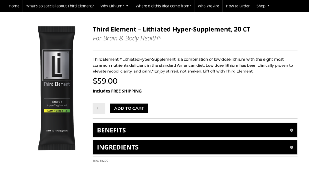 Third Element Water's micro-dosed lithium offer
